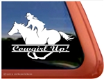 Galloping Female Rider Horse Trailer Window Decal