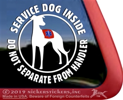 Whippet  Service Dog Car Truck RV iPad Window Decal Sticker