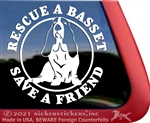 Basset Hound Rescue Dog Car Truck RV Window Decal Sticker