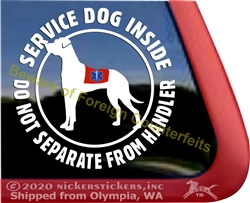 Harlequin Great Dane Service Dog Car Truck RV Window Decal Sticker