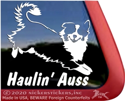 Haulin' Auss Aussie Australian Shepherd Dog Car Truck RV Window Decal Sticker