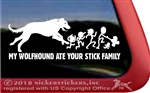 Irish Wolfhound Running Stick Family Window Decal
