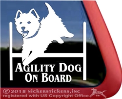 Agility Dog On Board West Highland White Terrier Dog Car Window iPad Decal Sticker
