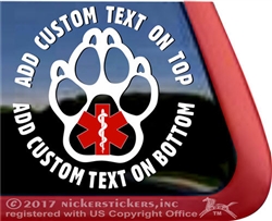 Custom Service Dog Paw Print Dog Vinyl Car Truck RV Window Decal Sticker