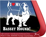 I Love My Basset Hound Vinyl Dog Car Truck RV Window Decal Sticker