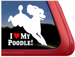 I Love My Poodle Jumping Dog iPad Car Truck Window Decal Sticker