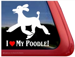 I Love My Poodle Trotting Dog iPad Car Truck Window Decal Sticker