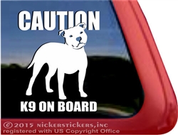 CAUTION K9 Staffordshire Bull Terrier Pit Bull Terrier Dog Car Truck RV Window Decal Sticker