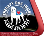 Therapy Dog Pit Bull Car Truck RV Window Decal Sticker