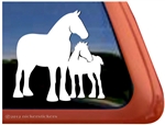 Draft Mare & Foal Horse Trailer Window Decal