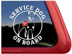 Service Dog on Board Min Pin Miniature Pinscher Dog Car Truck RV Window Decal Sticker
