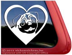 Pug Love Pug Heart Car Truck RV Window Decal Sticker