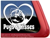 Pugs and Kisses Pug Dog Car Truck RV Window Decal Sticker