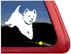 Jumping West Highland White Terrier Dog Car Window iPad Decal Sticker