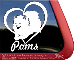 Pom Love Heart Pomeranian Dog Car Truck RV Window Decal Sticker