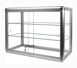 Aluminum Display Case, Two shelves, lock 24"w x 12"d x 18"h