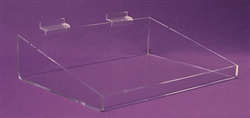 <!04>Acrylic Gridwall Low Front Tray Clear 6"x18'x9", 4" Front