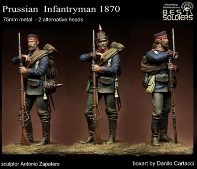 Prussian Infantryman, 1870, 75mm Resin figure with optional heads