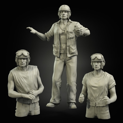 PA35-059 USMC (PTO) late tank crew (3 figures), resin, 1/35