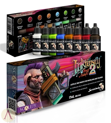 SSE062 Scale 75 Acrylic Inktensity Ink Set #2, Acrylic Ink Set for Modeling and Figures