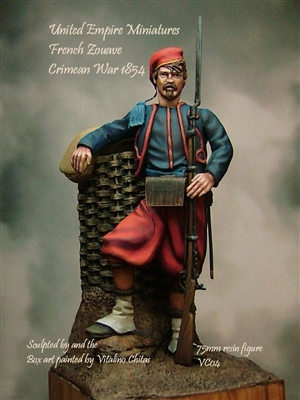 VC04 French Zouave Crimean War 1854, 75mm resin figure, Sculpted and Box art by Vitalino Chitas