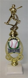 Assembled Baseball Trophy Male 12 inches with White Base