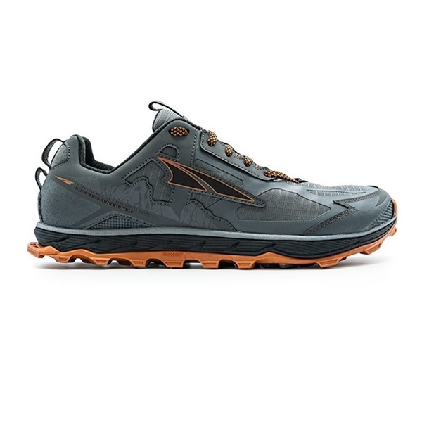 Mens Altra Running LONE PEAK 4.5 LOW zero-drop trail running shoes - Gray / Orange