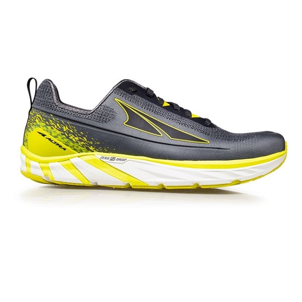 Mens Altra Running TORIN 4 PLUSH zero-drop road running shoes - Gray / Lime