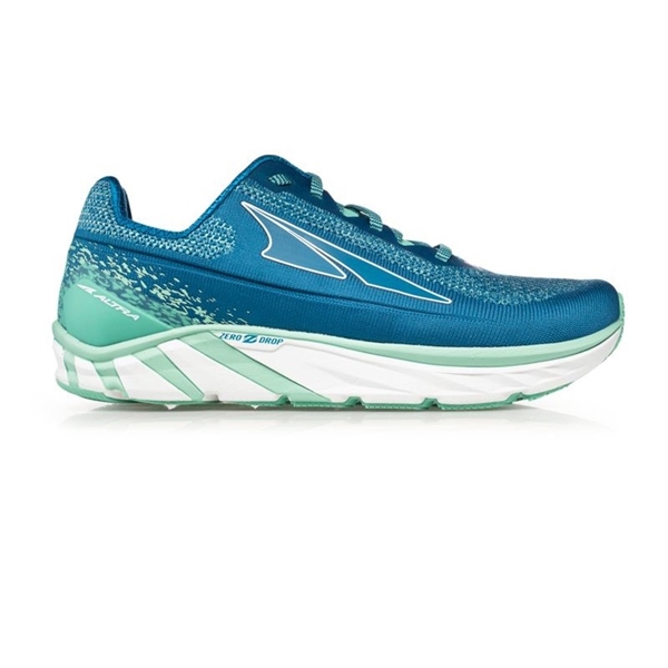 Womens Altra Running TORIN 4 PLUSH zero-drop road running shoes - Blue / Green