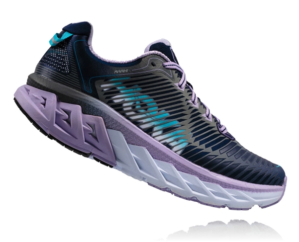 Womens Hoka ARAHI WIDE Road Running Shoes - Medieval Blue / Lavender