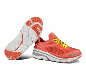 Womens Hoka BONDI 3 Road Running Shoes - Coral / Hi Rise / Citrus