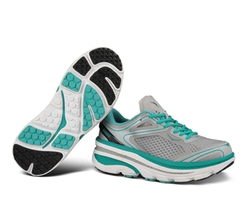 Womens Hoka BONDI 3 Road Running Shoes - Baltic / Hi Rise / White