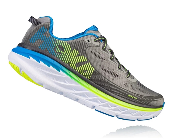 Mens Hoka BONDI 5 Road Running Shoes - Griffin / Asphalt