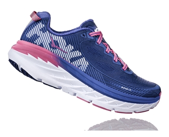 Womens Hoka BONDI 5 WIDE Road Running Shoes - Blueprint / Surf The Web