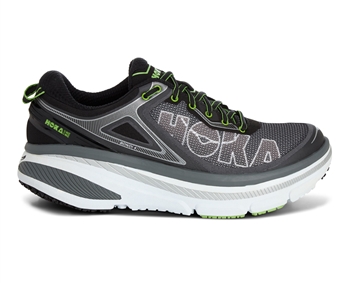 Mens Hoka BONDI 4 Road Running Shoes - Black / Grey / Green Flash