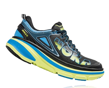 Mens Hoka BONDI 4 Road Running Shoes - Black / Cyan