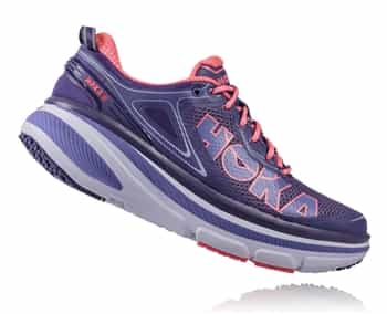 Womens Hoka BONDI 4 Road Running Shoes - Mulberry Purple / Neon Pink