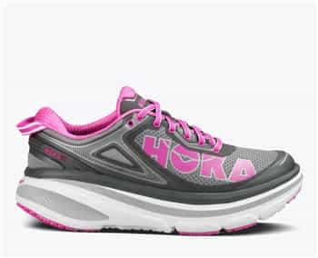 Womens Hoka BONDI 4 Road Running Shoes - Grey / Fushia