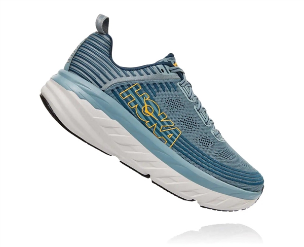 Mens Hoka BONDI 6 Road Running Shoes - Lead / Majolica Blue