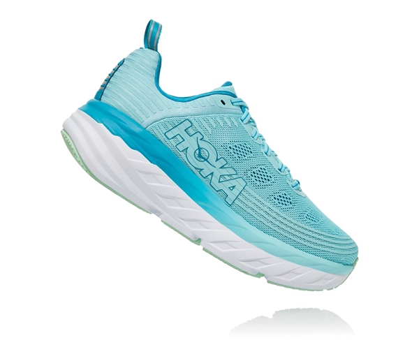 Womens Hoka BONDI 6 Road Running Shoes - Antigua Sand / Caribbean Sea