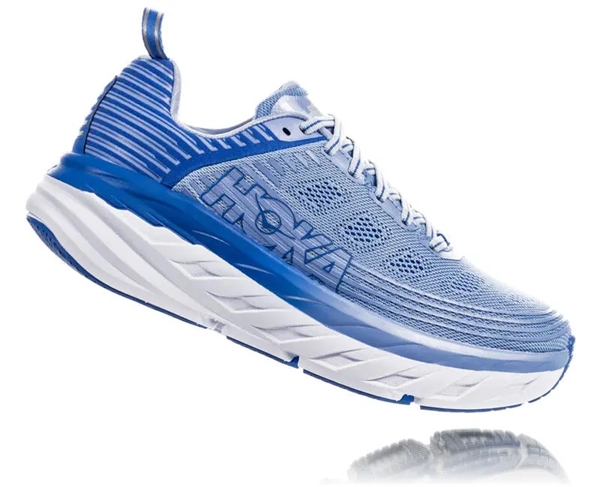 Womens Hoka BONDI 6 Road Running Shoes - Serenity / Palace Blue