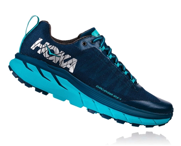 Womens Hoka CHALLENGER ATR 4 Trail Running Shoes - Poseidon / Bluebird