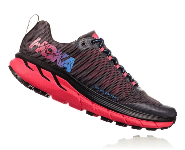 Womens Hoka CHALLENGER ATR 4 Trail Running Shoes - Black / Azalea