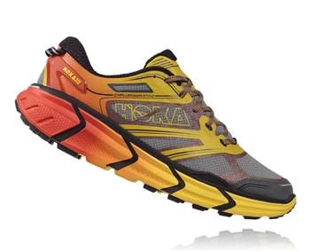 Mens Hoka CHALLENGER ATR 2 Trail Running Shoes - Grey / Empire Yellow