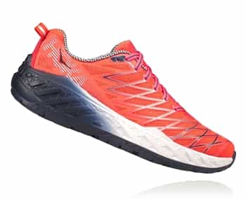 Womens Hoka CLAYTON 2 Road Running Shoes - Neon Coral / Nimbus Cloud