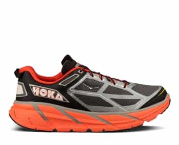 Mens Hoka CLIFTON Road Running Shoes - Silver / Flame / Black