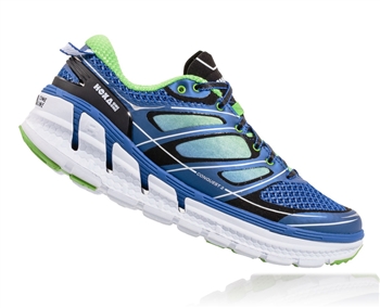 Mens Hoka CONQUEST 2 Road Running Shoes - Blue / Green Flash / White