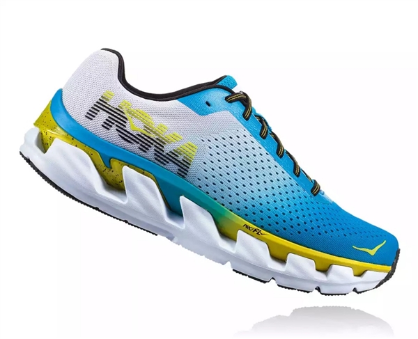 Mens Hoka ELEVON Fly Collection Road Running Shoes - Diva Blue / Sulphur Spring