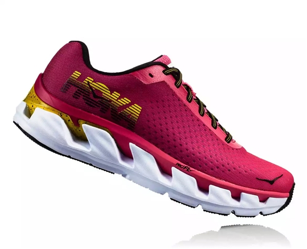 Womens Hoka ELEVON Fly Collection Road Running Shoes - Hot Pink / Cherries Jubilee