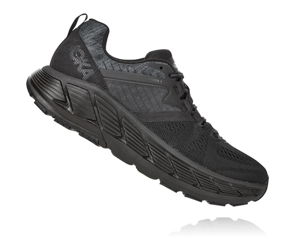 Mens Hoka GAVIOTA 2 WIDE Road Running Shoes - Black / Dark Shadow